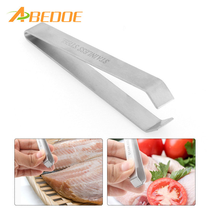 ABEDOE 403 Stainless Steel Fish Bone Remover Pliers Pincer Puller Tweezer Tongs Pick-Up Utensils Kitchen Seafood Fishing Tool
