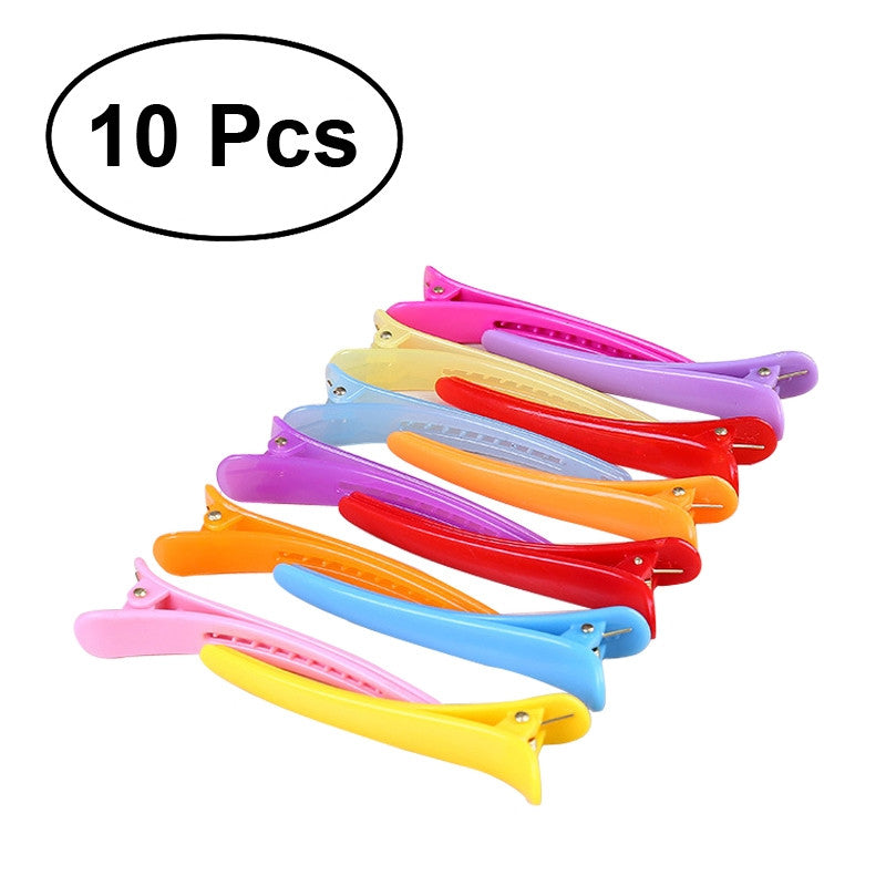 10 Pcs Multicolor Plastic Barrettes Duck Teeth Bows Hair Clips