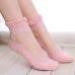 Women Lace Ruffle Ankle Sock Hot Sale Ultrathin Transparent Beautiful Crystal Lace Elastic Short Ankle Length BK Transparent