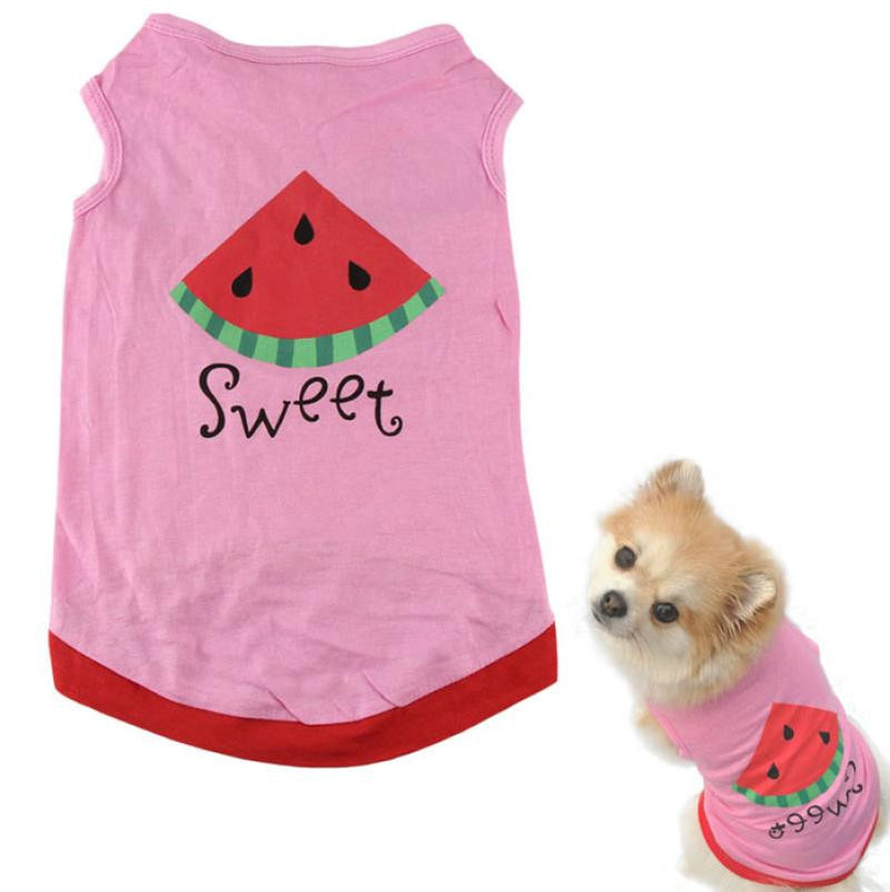 2015 New Summer cheap pet clothes dogs  For Cute Small Pet Dog Puppy With Watermelon Printed Pink Vest