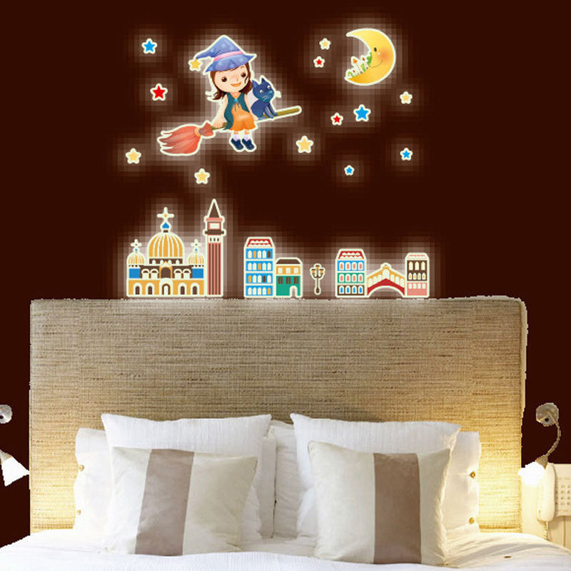 A Set Kids Bedroom Fluorescent Glow In The Dark Stars Wall Stickers Home Decor Mural Decal