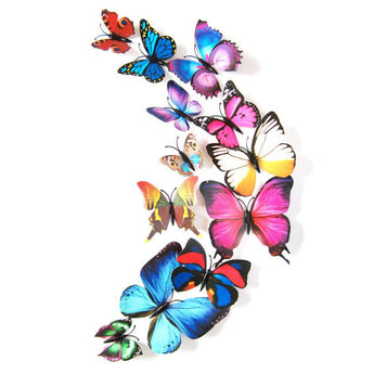 12PCS 3D Butterfly Wall Stickers for Home Living Room Kids Bed Room Decoration PVC Butterflies Sticker papel de parede