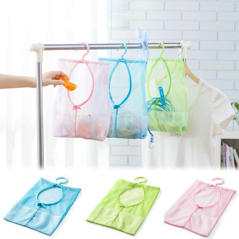 Super Deal 1pc Kitchen Bathroom Clothesline Storage Dry Doll Pillow Shelf Mesh Bag Hook