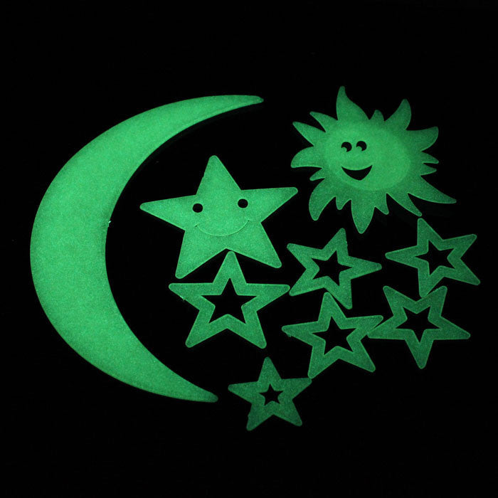 Hot Sale 2016 wall stickers Stars Moon Sun Glow In The Dark Luminous Fluorescent Home Wall Stickers Decal