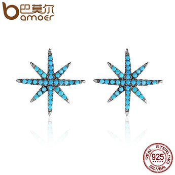 BAMOER Hot Sale 925 Sterling Silver Trendy Sparking Star Elegant