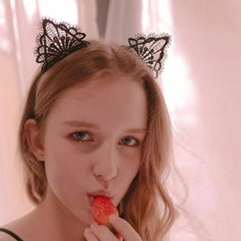 Funny Cat Ears Headband for Girls Women Lady hairband Water Soluble Lace Band Hair Accessories wholesale