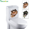3D Cat Dog Breaking Down Walls Toilet Sticker Decal Funny Animal