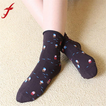 Feitong Free Size Socks Christmas Women Girl Casual Santa Claus Socks Cute