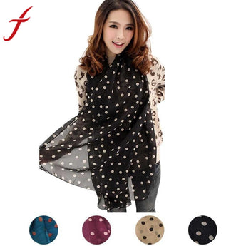 JECKSION 2016 women scarf Long Wrap Shawl Polka Dot Chiffon Scarf Scarves Stole #LN