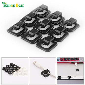 LemonBest 18Pcs Adhesive Wire Cord Clip Cable Clasp for Charger Line Headphone USB