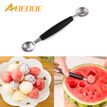 ABEDOE 1 pcs Double-End Multi Function Fruit Spoon Stainless Steel Melon Baller Carving Knife Ice Cream Scoop Spoon
