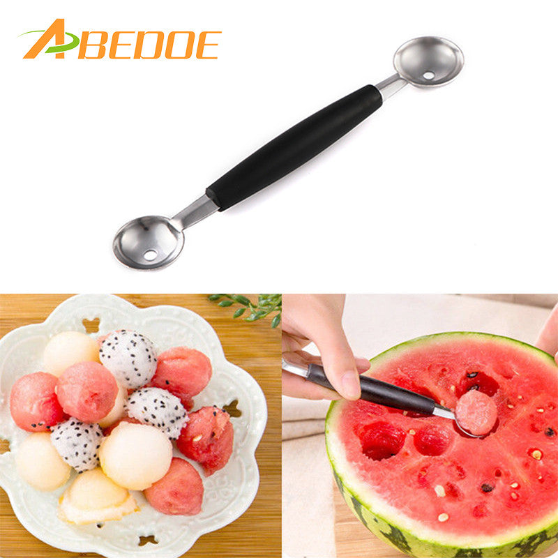 ABEDOE 1 pcs Double-End Multi Function Fruit Spoon Stainless Steel Melon Baller Carving Knife Ice Cream Scoop Spoon