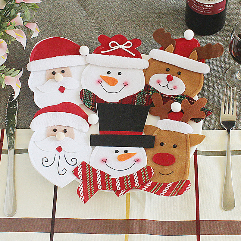 Christmas Fork & Knife Pocket Christmas Ornament Tableware Pocket for Home Decor Dinning Room Random Pattern