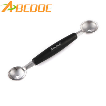 ABEDOE Double-end Stainless Steel Baller Scoop Watermelon Fruit Spoon for Kitchen Party Dissert Salad Tool