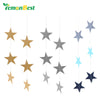 LemonBest Wall Hanging Paper Star Garlands 4m Long Birthday String Chain Wedding Party Banner Handmade Children Room Home Decor