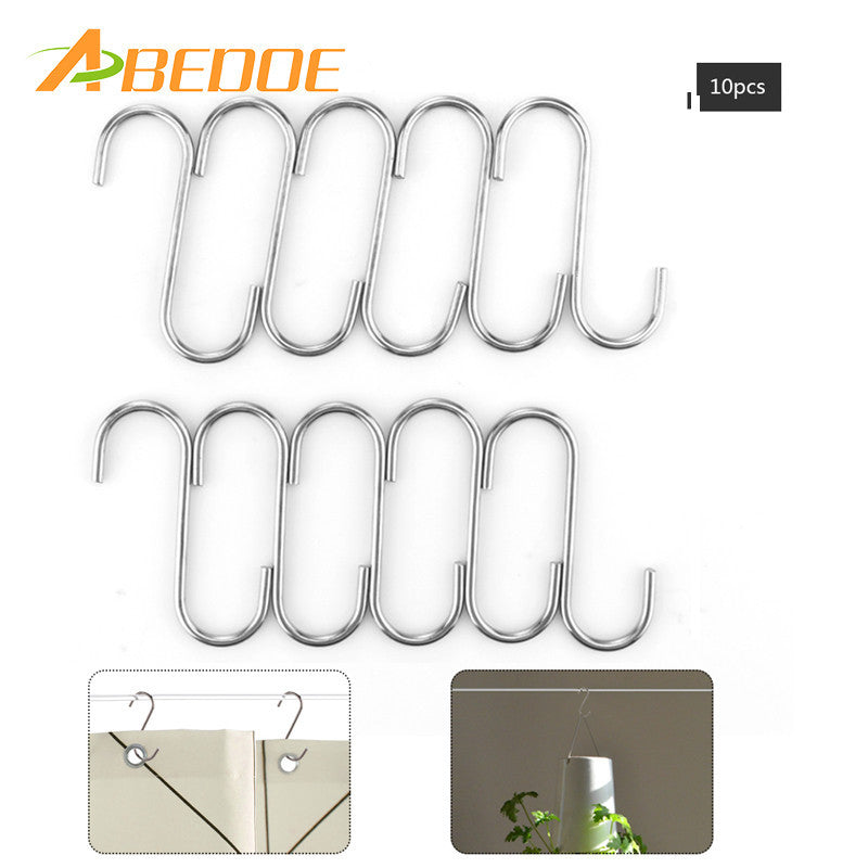 ABEDOE 10pcs Universal Stainless Steel S Hook for Kitchen Tableware Pot Pan Clothe