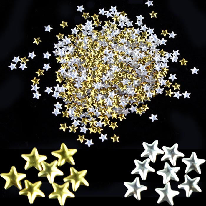 Nail Art 250 Pieces Gold Silver 5mm Star Metal Studs for Nails Phone Decoration