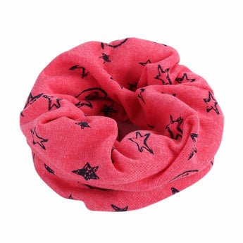 Autumn Winter Girls Boys Fashion Cotton Scarf Smiling Face Five-pointed Stars Printed Kids Warm Neckerchief