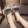 Womens Ladies Slip On Sliders Fluffy Faux Fur Flat Slipper Flip Flop Sandal