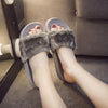 Womens Ladies Slip On Sliders Fluffy Faux Fur Flat Slipper Flip Flop Sandal