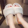 Womens Ladies Slip On Sliders Fluffy Faux Fur Flat Slipper Flip Flop Sandal