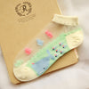 Women Boat Short Transparent Crystal Cotton Low-cut Cartoon Ankle Socks