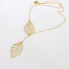 1PC Womens Girls Simple Metal Double Leaf Pendant Alloy Choker Necklace