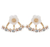 Crystal Studded Flower Ear Jacket Earrings