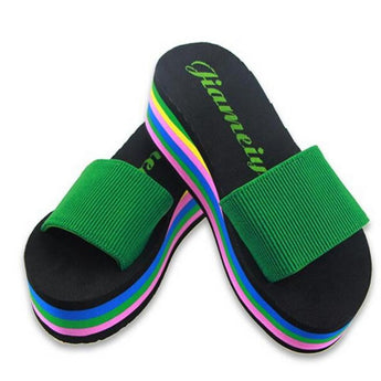 Women Rainbow Summer Non-Slip Sandals Female Beach Slippers