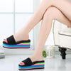 Women Rainbow Summer Non-Slip Sandals Female Beach Slippers