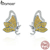 BAMOER 100% 925 Sterling Silver Dancing Butterfly Yellow
